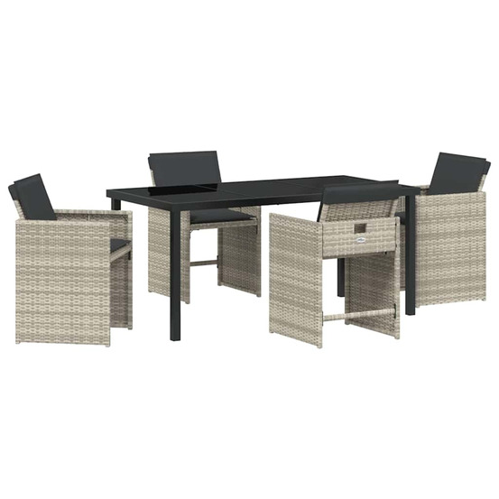 Ensemble de salle à manger pour jardin 5 pcs gris clair