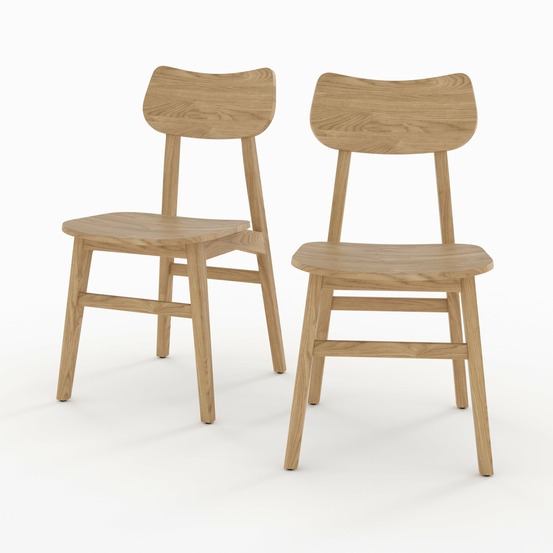 Kawi-lot de 2 chaises en bois massif de mindi