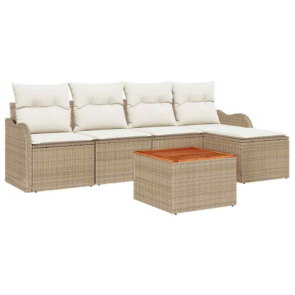 Ensemble de canapé de jardin 6 pc beige et crème polyrotin