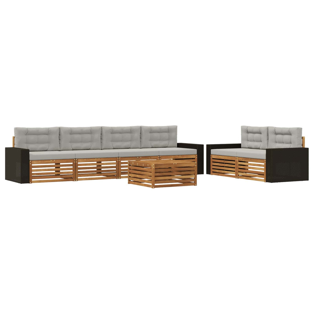 Ensemble de canapés d'extérieur 7 pcs naturel et gris clair