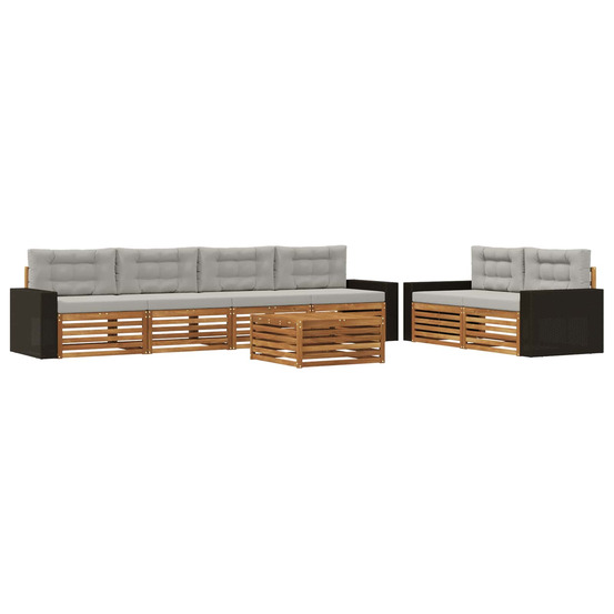 Ensemble de canapés d'extérieur 7 pcs naturel et gris clair