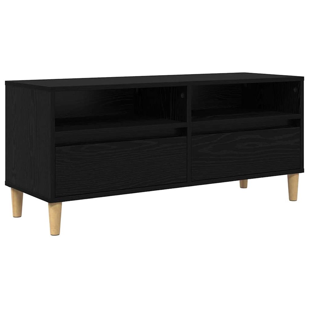 Meuble tv 100 x 34,5 x 44,5 cm chêne noir bois d'ingénierie