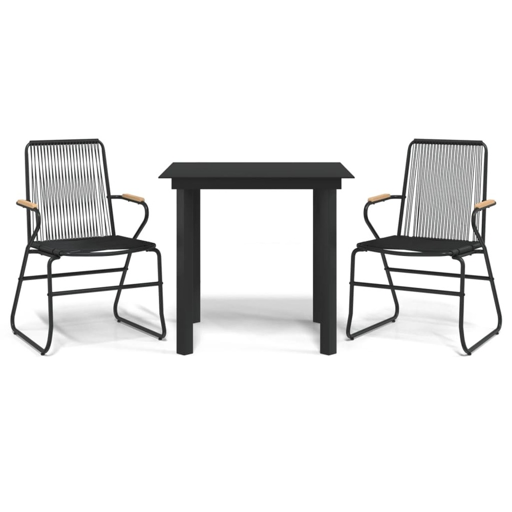 Ensemble à manger de jardin 3 pcs noir rotin pvc