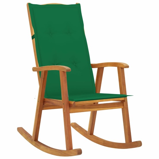 Chaise à bascule avec coussins bois d'acacia massif