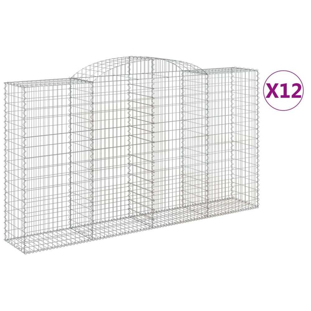 Paniers à gabions arqués 12 pcs 300x50x160/180 cm fer galvanisé