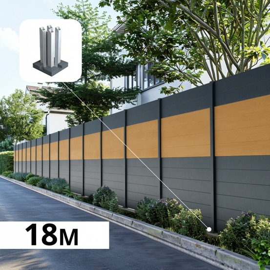 Kit clôture aluminium poteau sur platines - bahia & cruz cèdre h-1,8m