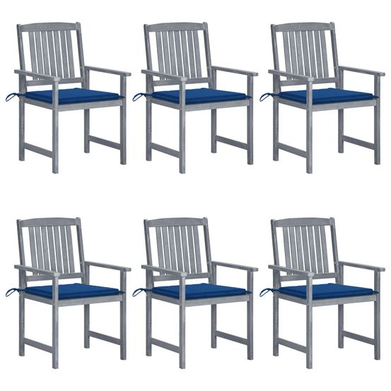 Chaises de jardin et coussins lot de 6 bois acacia massif gris