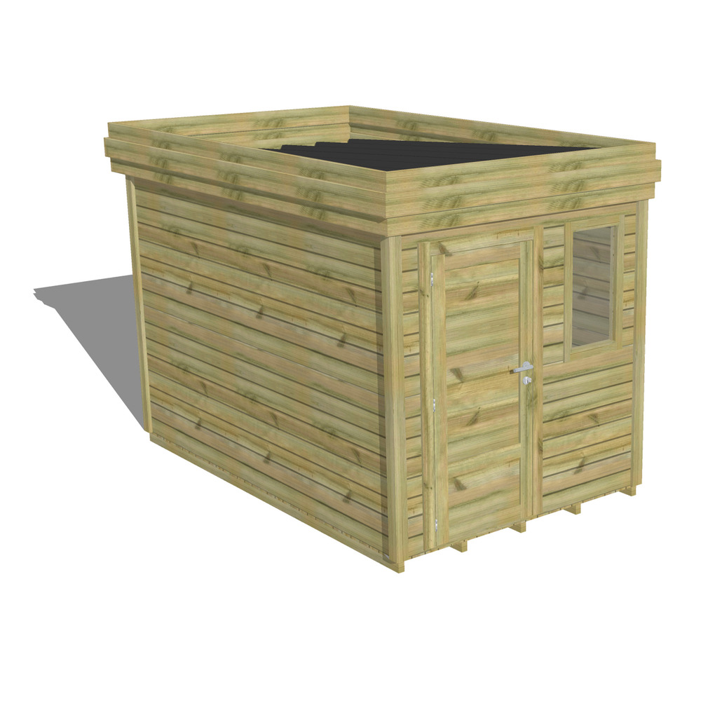 Abri de jardin bois pin traité autoclave 27mm - 2,14x3,44m / 7m2 - bac acier - plancher bois