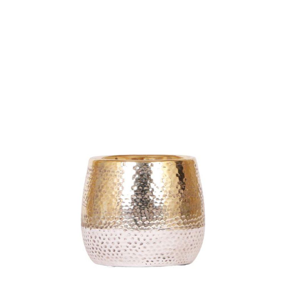 Cache-pot céramique effet métallisé - éclat précieux - pot de 9cm - doré