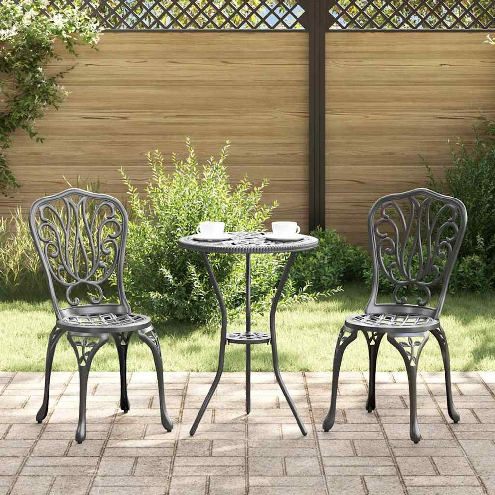 Ensemble bistro de jardin 3 pcs noir aluminium