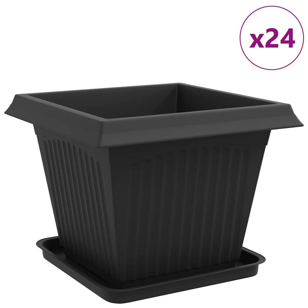 Pots de plantes 24 pc noir plastique
