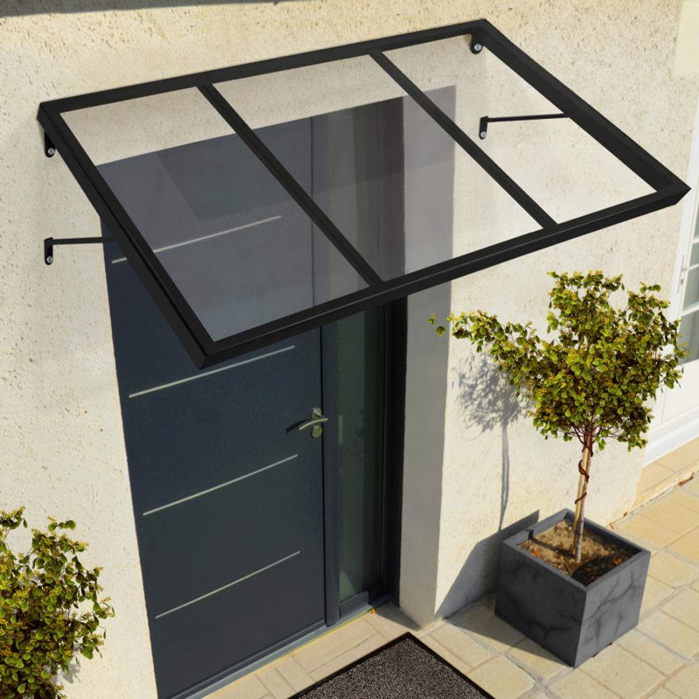 Idmarket auvent de porte marquise d entrée josy noir verrière
