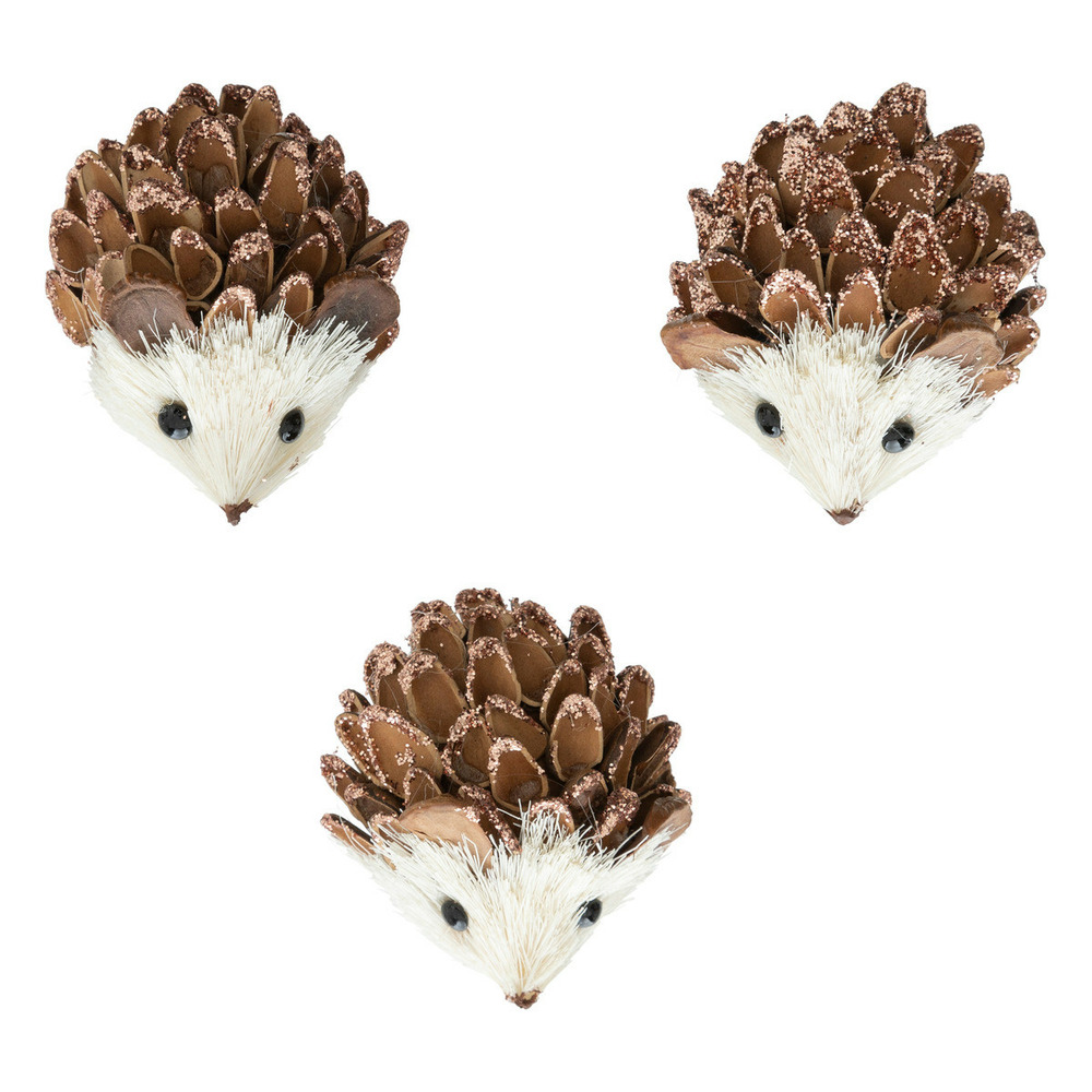 Déco de sapin lot de 3 hérissons marron glacé