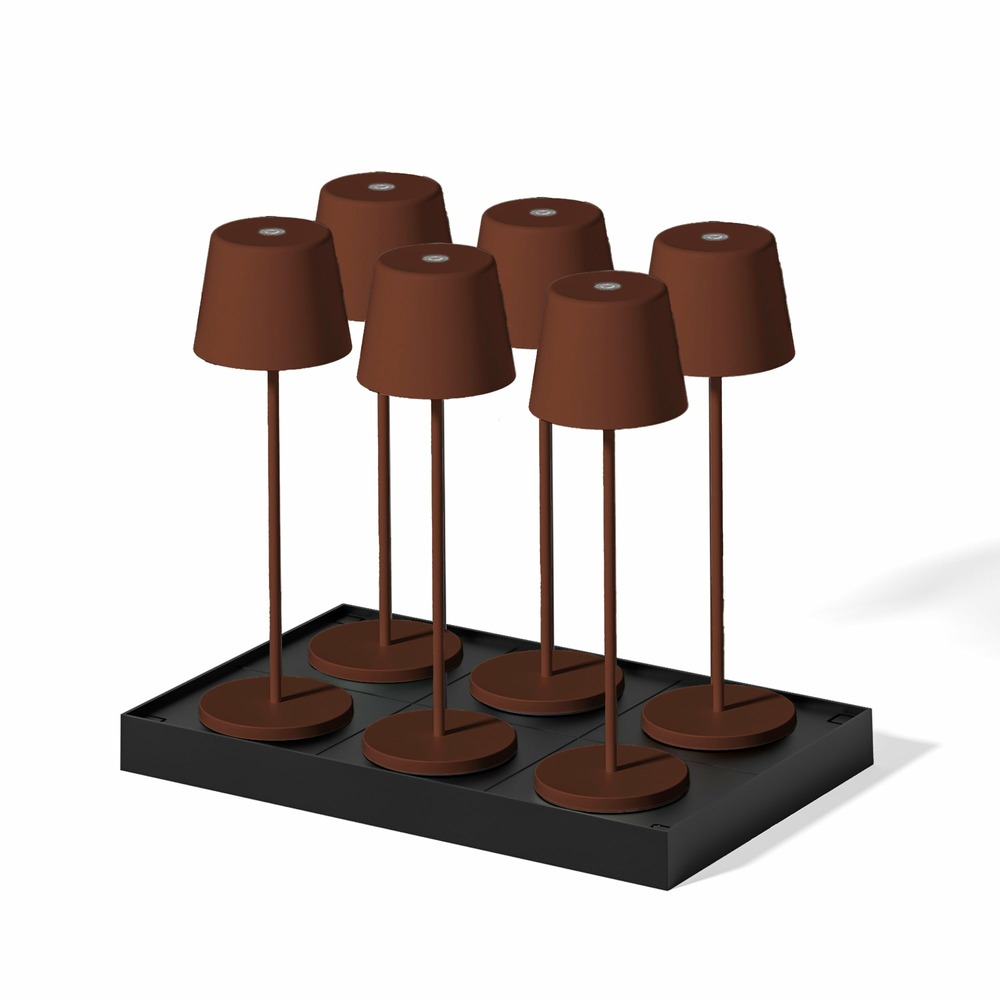 6 lampes de table kelly rouille h38cm + base de chargement