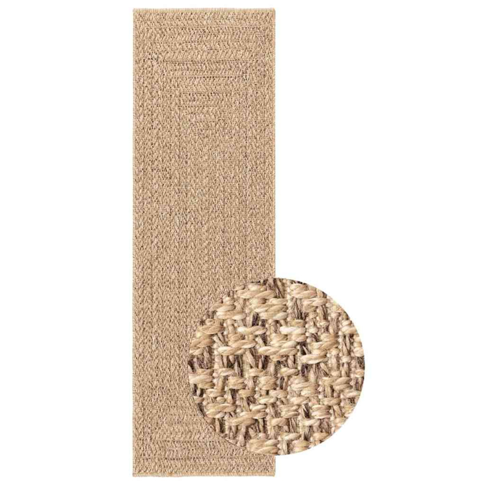Tapis zizur 80x250 cm aspect de jute intérieur et extérieur