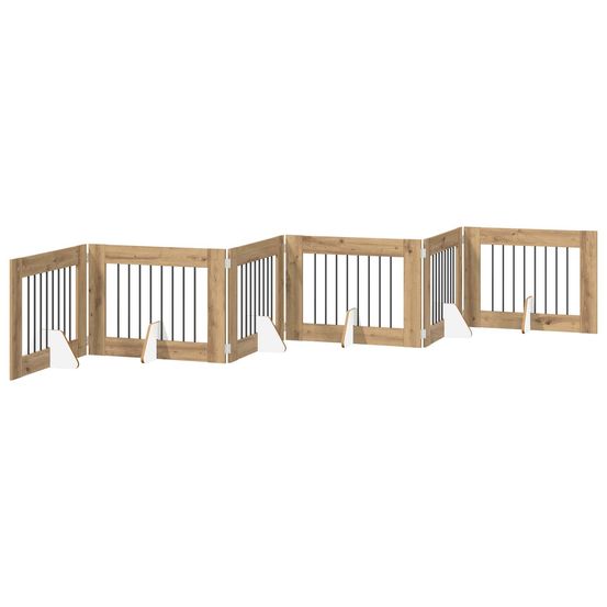 Porte de chien pliable avec supports 6 pc chêne artisanal