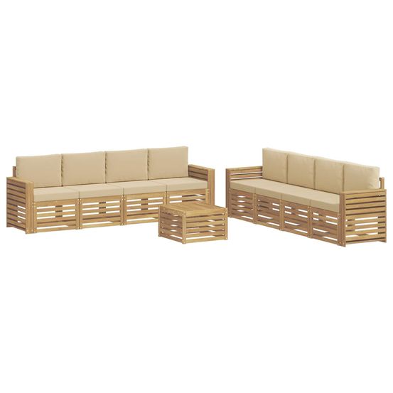 Ensemble de canapés d'extérieur 9 pc blanc et beige polyester