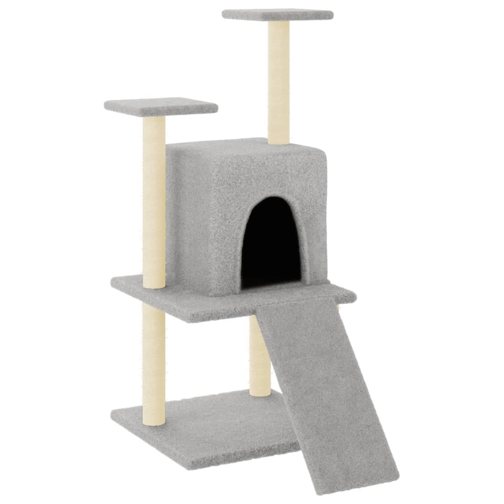 Arbre à chat meuble tour grimper jouet grattage grattoir escalade plateforme avec griffoirs en sisal clair 110 cm gris 02_002