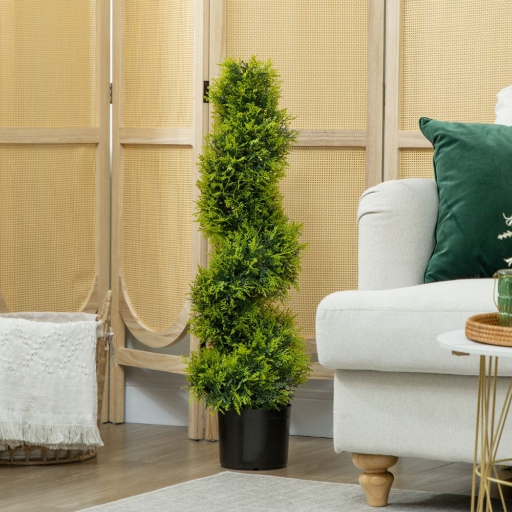 Cyprès artificiel spirale 90cm plante déco intérieur extérieur pot inclus