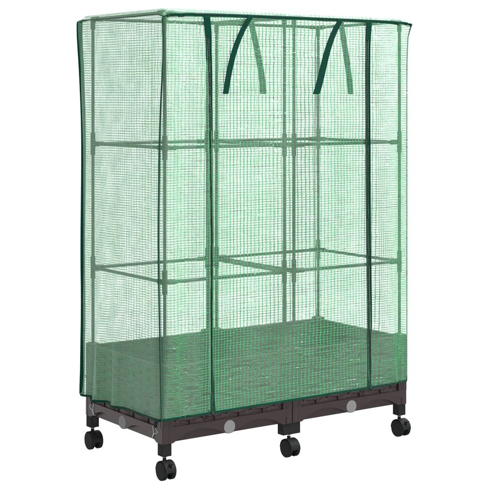 Jardinière d'extérieur de jardin avec couverture de serre et roues 2 pc pp