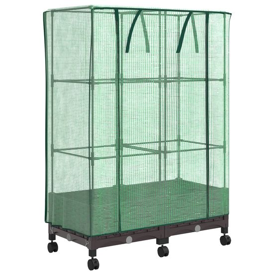 Jardinière d'extérieur de jardin avec couverture de serre et roues 2 pc pp