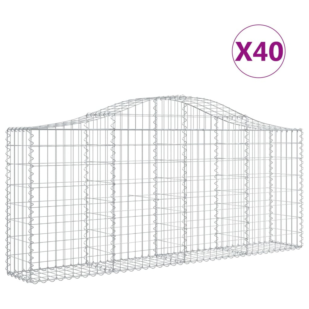 Paniers à gabions arqués 40 pcs 200x30x80/100 cm fer galvanisé