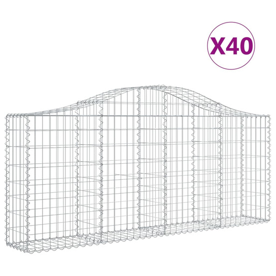 Paniers à gabions arqués 40 pcs 200x30x80/100 cm fer galvanisé