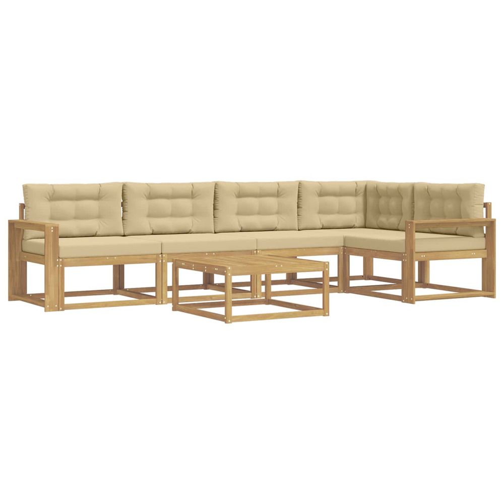 Ensemble de canapés d'extérieur 6 pc blanc et beige polyester