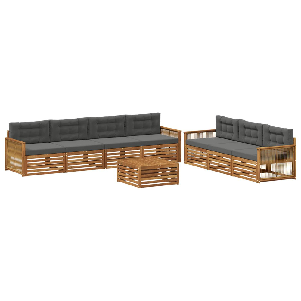 Ensemble de canapés d'extérieur 8 pcs naturel et anthracite