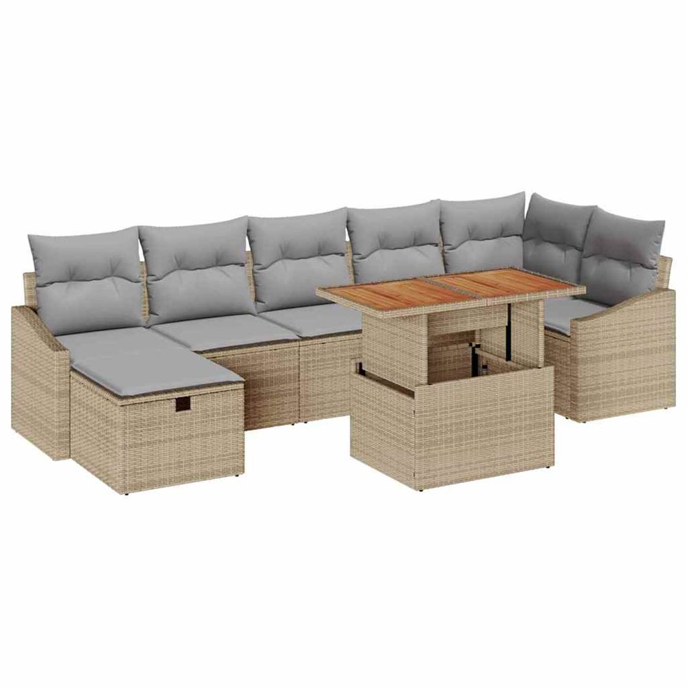 Ensemble de canapé de jardin 8 pc beige polyrotin