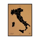 Carte en liège - woody map natural italie / 90 x 60 cm / noir / cadre noir