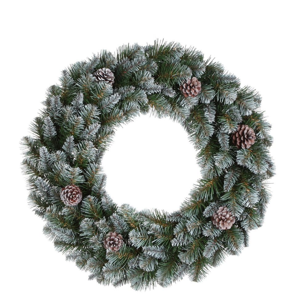 Triumph tree couronne empress - décoration murale givrée avec pommes de pin pour noël - décoration de porte pour intérieur en pvc