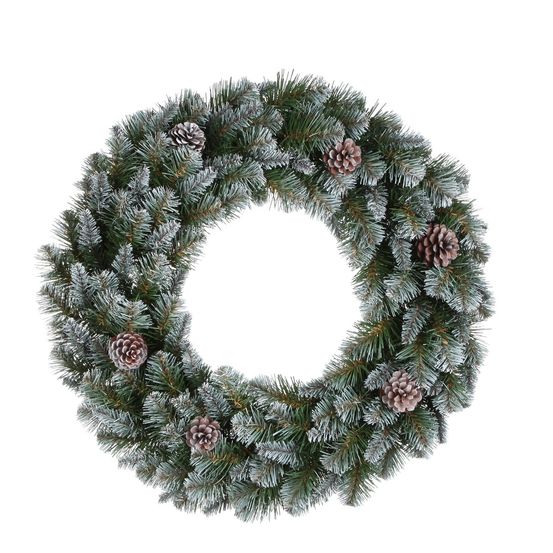 Triumph tree couronne empress - décoration murale givrée avec pommes de pin pour noël - décoration de porte pour intérieur en pvc