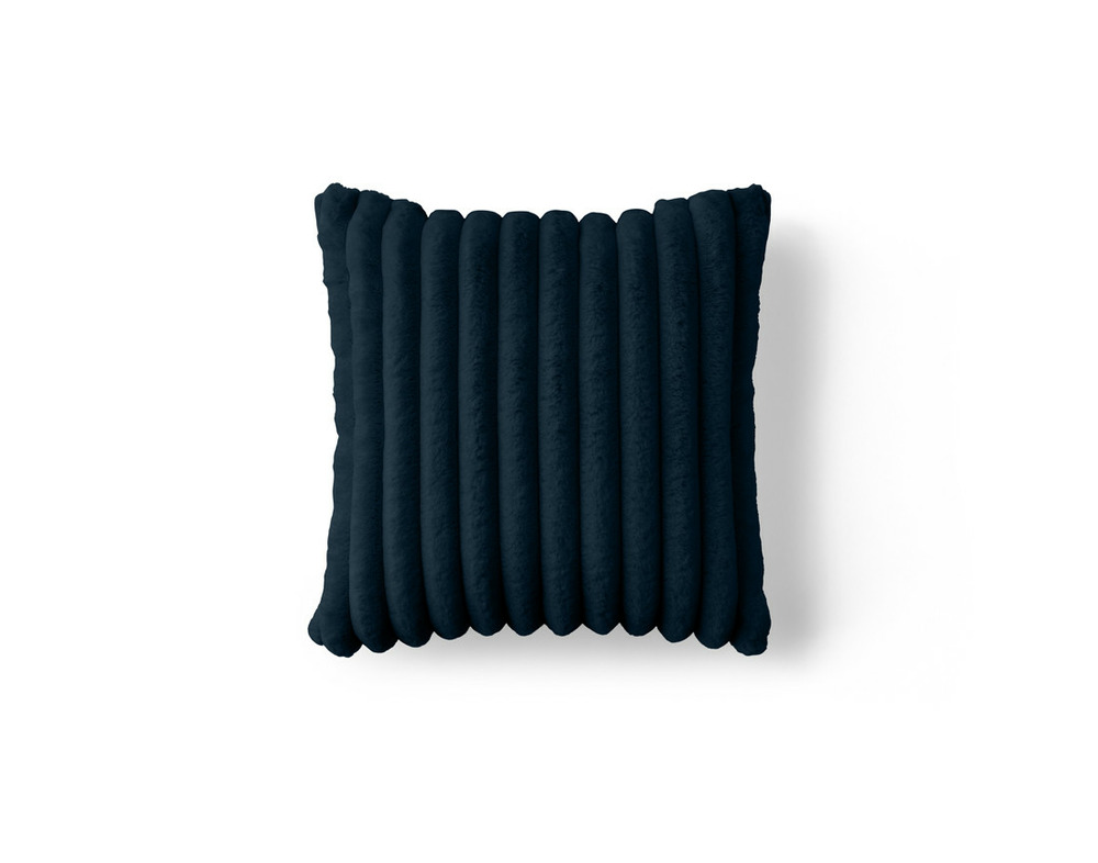 Pampelune - coussin - en fausse fourrure côtelé et velours - 40x40 cm