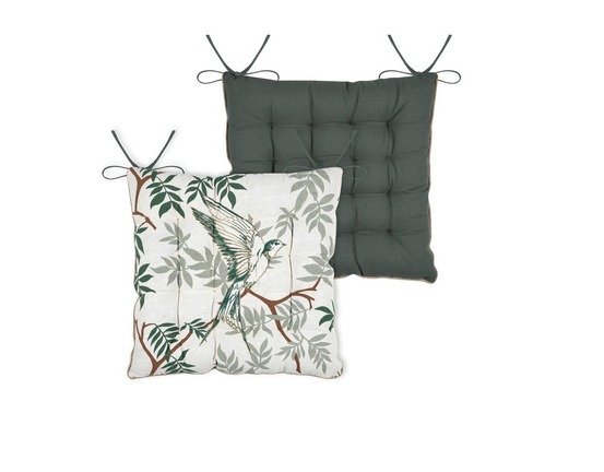 Assise de chaise matelassée botanys et oiseau