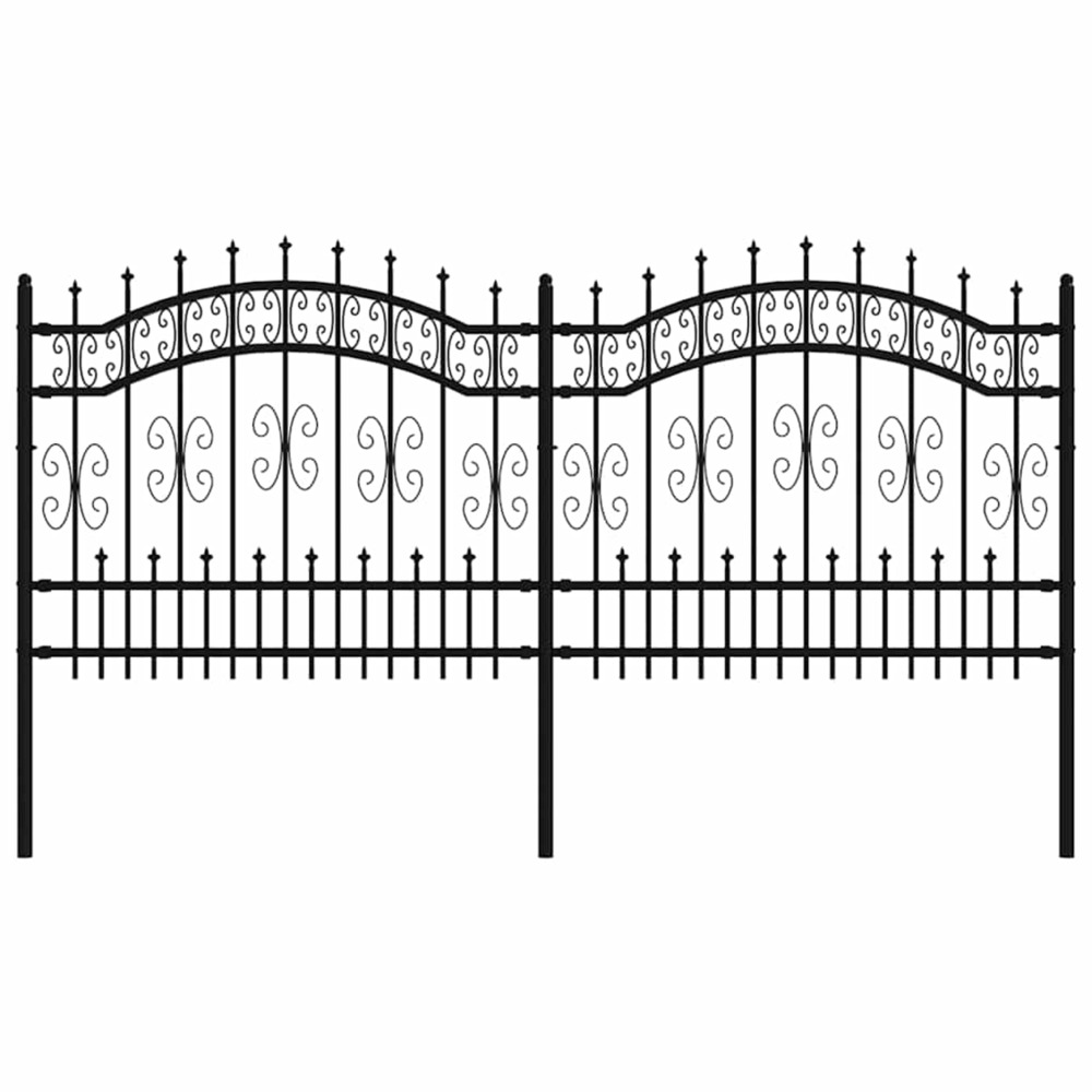 Clôture de jardin kampen avec pointe en forme de lance, acier noir 240 x 100 cm