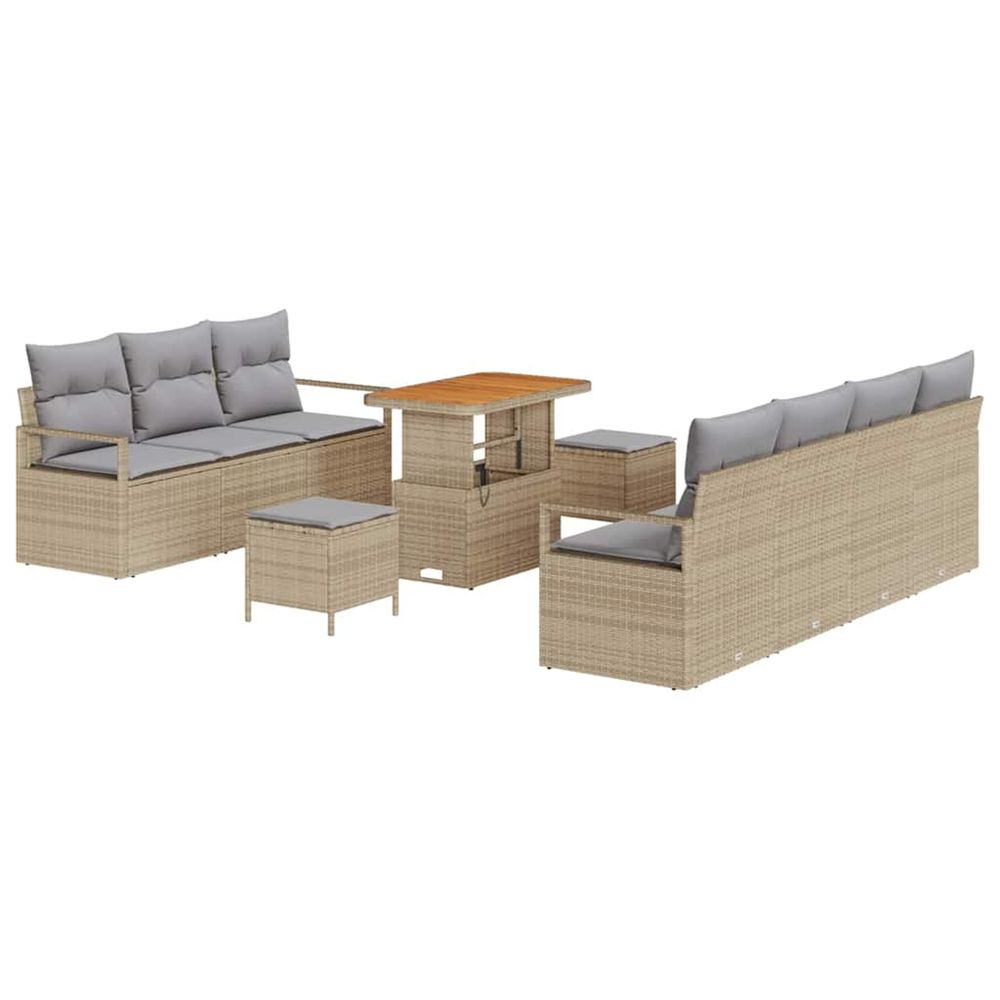 Ensemble de canapé de jardin 10 pc beige polyrotin