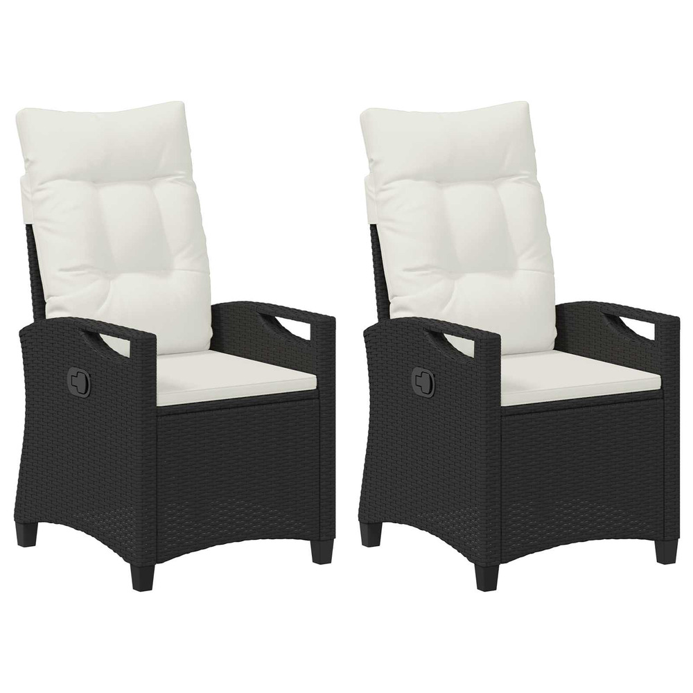Chaise de jardin 2 pcs noir et crème 56 x 60 x 112 cm