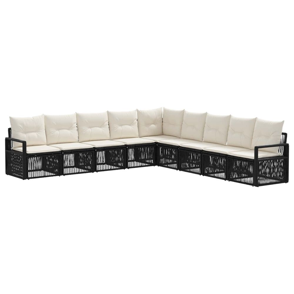 Ensemble de canapé de jardin 9 pc noir polyrotin