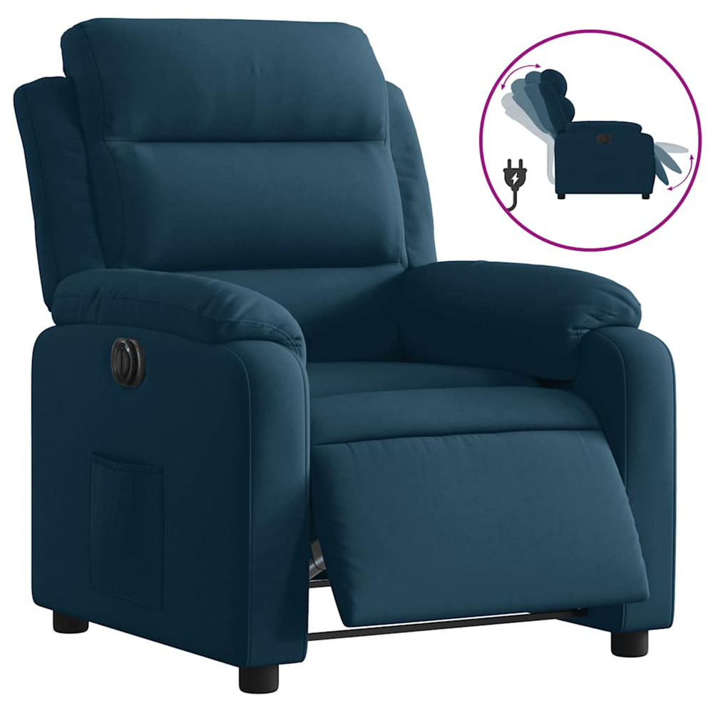 Fauteuil inclinable électrique bleu velours