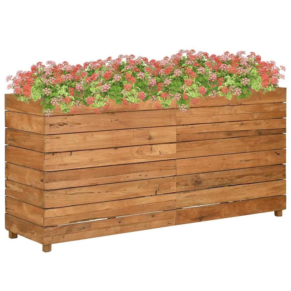 Grande jardinière haute teck recyclé étagère réglable 150x40x72 cm