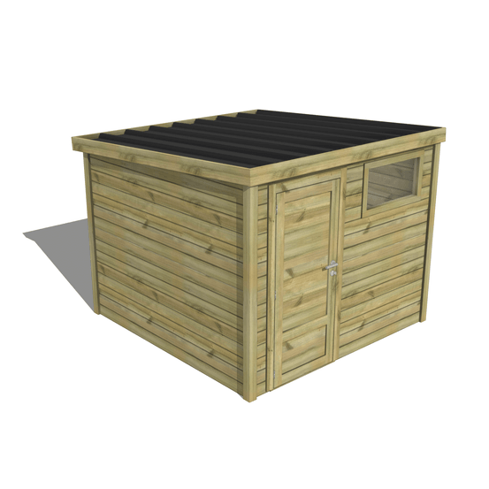 Abri de jardin bois pin traité autoclave 27mm - essentiel - 2,64x2,64m / 7m2 - bac acier - abri français