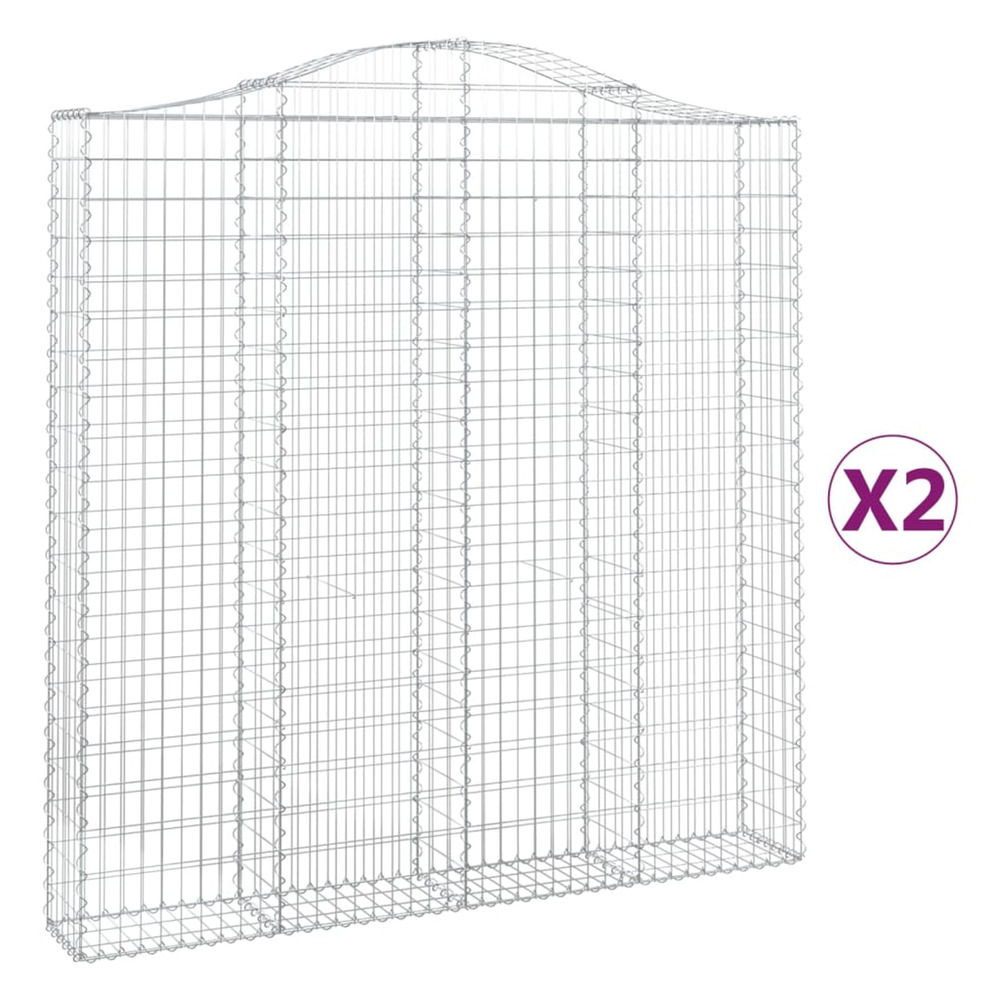 Paniers à gabions arqués 2 pcs 200x30x200/220 cm fer galvanisé