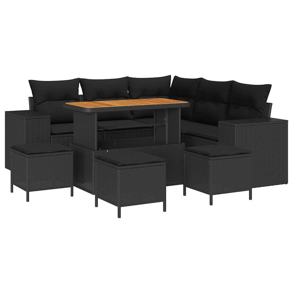 Ensemble de canapé de jardin 9 pc noir polyrotin