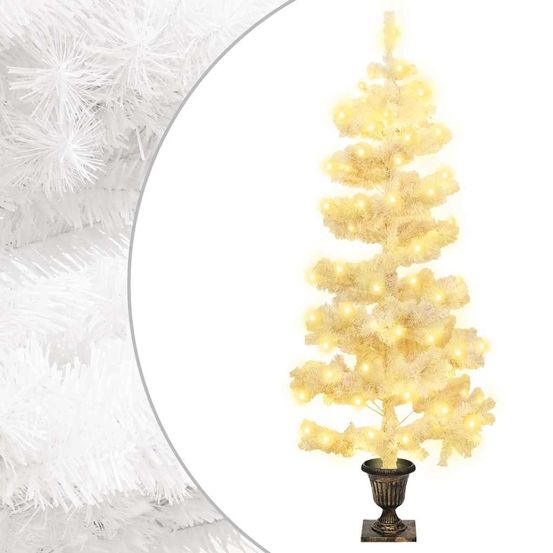 Sapin de noël hélicoïdal pvc pré-éclairé pour fêtes blanc 120 cm