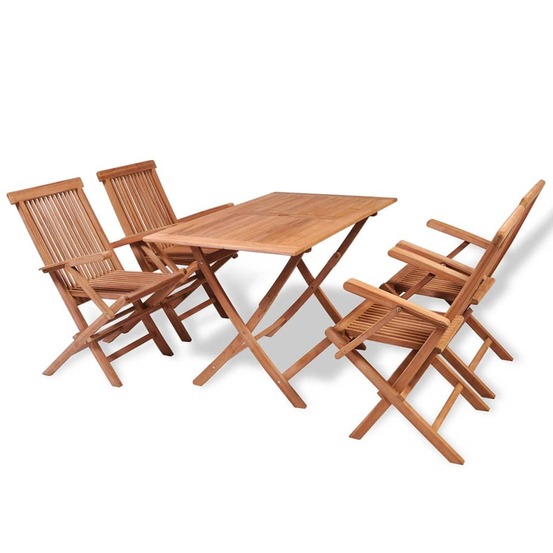 Mobilier à dîner de jardin 5 pièces bois de teck massif