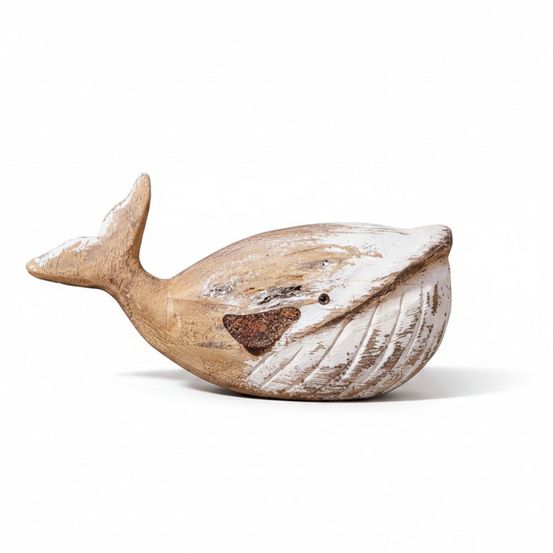 Sculpture baleine bois naturel 22x11x13cm