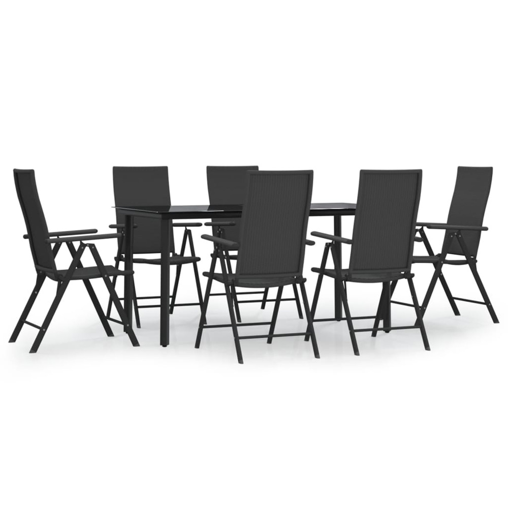Ensemble à manger de jardin 7 pcs noir résine tressée