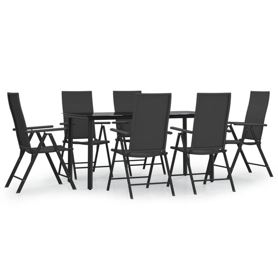 Ensemble à manger de jardin 7 pcs noir résine tressée