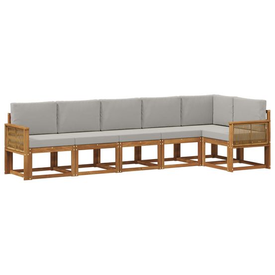 Ensemble de canapés d'extérieur 6 pc naturel et gris clair